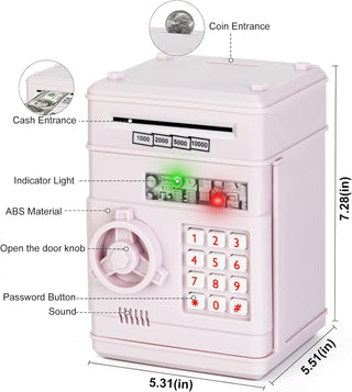 Refasy Piggy Bank for Girls 4-11 Years Old,Refasy Kids Safe Bank for Boys Christmas Birthday Gifts Toy for Kids Electronic ATM Money Bank for Adults Money Saving Box Safe Coin Bank Toy Kids Toys Pink