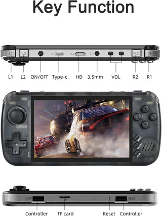 NALACAL Mini Portable Handheld Retro Video Games Consoles for kids 4.5" IPS Screen Rechargeable Hand Held/With 3D joystick /2* USB 2.0/mini hdmi/perspective Black/3.5mm audio port/with 32G TF Card