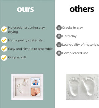 Coocicyi Baby Hand and Footprint Kit, Keepsake Frame for Newborn Boys & Girls Baby Shower Gifts for Mom with Clay Pin Tape Hook Frame