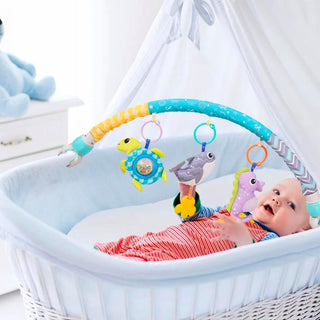 AM ANNA Baby Stroller Arch Toy, Car Seat Toys for Babies 0-12 Months,Activity Musical Arch Toy with Animal Accessories, Sensory Travel Crib Bouncer Bassinet Toys for Toddler Boy Girl