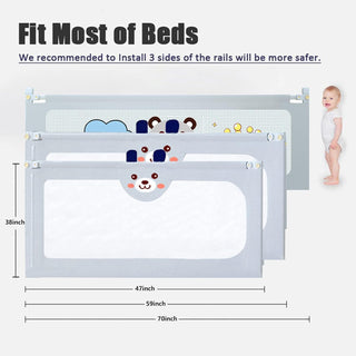 TDOO Bed Rail Guard Barrier for Baby, Extra Long Bed Guardrail, Adjustable Height & Foldable Safeguard Bed Rails Single Side Bed (180 * 98cm) Pack of 1