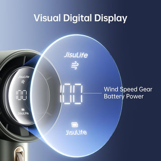 JISULIFE Portable Handheld Fan,Speed(1-100) Adjustable Turbo Mini Fan,5000mAh Battery Rechargeable Personal Fan with Metal Body,Digital Display,For Women Men Travel/Camping/Outdoor-Grey
