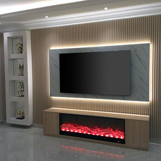 Electric Fireplaces with 7 Colors and Heater Decorative Electrical Fireplace, Remote Control with Timer and Room Temprature Display (127cm)