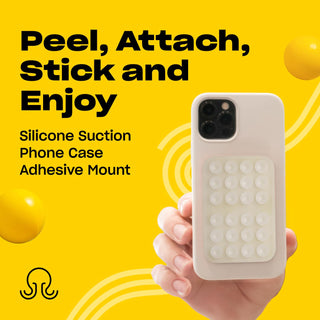 OCTOBUDDY - Silicone Suction Phone Case Adhesive Mount - Hands-Free, Strong Grip Holder for Selfies & Videos - Durable, Easy to Use - iPhone & Android Compatible - 2.25″ x 3.25″, Transparent