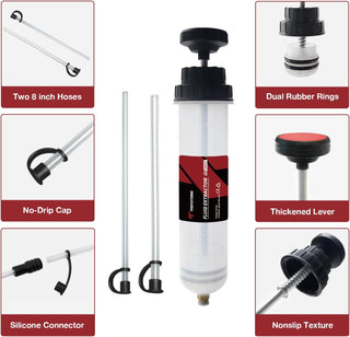 Thorstone Automotive Fluid Extractor Pump, Oil Change Syringe with Hose, Manual Fuel Suction & Filler, Fluid Oil Change Evacuator (7 Oz./0.21 Qt./200 CC)