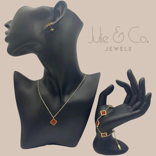 Julie & Co four leaf clover 18K gold plated Jewelry set Jewellery set for women, comes with a cute keychain in a Julie & Co neat gift box.