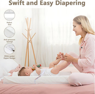 Azulmart Baby Changing Pad Infant Diaper Changing Table Pad Cover Waterproof Contour Dresser Top Mat, Breathable Diaper Pad Travel Non-Slip Change Mat Sheet with Safety Strap Hypoallergenic Washable