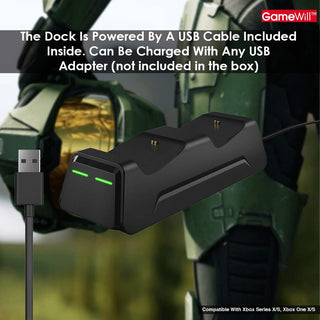 GameWill Dual Charging Dock with 2 x Rechargeable Battery Packs [EXTRA POWER 1200 mAh] for Xbox Series X and Series S (also compatible with Xbox One X/S) - Black- USB