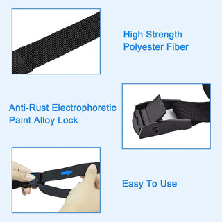 Joyzzz Tie Down Straps, 2 Pack Heavy Duty Lashing Straps Adjustable Cam Buckle Tensioning Belts, 3m X 25mm Direct Ratchet Lashing Straps for Motorcycle, Cargo, Trucks,Trailer, Luggage (Black)