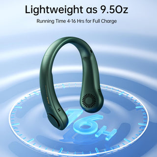 JISULIFE Portable Neck Fan, Hands Free Bladeless Fan, 4000 mAh Battery Operated Wearable Personal Fan, Leafless, Rechargeable, Headphone Design, USB Powered Desk Fan,3 Speeds-Green