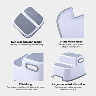 DAYONG 2 Step Stool for Kids，Anti-Slip Sturdy Toddler Two Step Stool with Handles，Kids Step Stool for Potty Training, Bathroom Toilet and Kitchen Step Stool