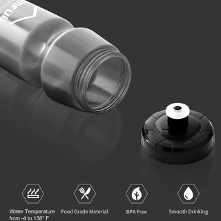 GEMFUL Bike Water Bottle BPA Free 750ml 2 Pack (Black+white)
