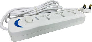Unipower EX-1242 Power Socket with 3 Way Outlets and Extension Cord, 3 Meter Length, White