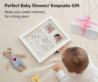 Dukk Baby Handprint And Footprint Plaster Kit Newborn Keepsake Baby Photo Frame For Girls and Boys Best Personalized Baby Boy And Baby Girl Shower Gifts