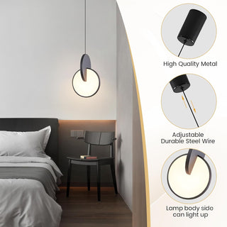 YT YATAI LIGHTING Modern Black LED Pendant Light, Minimalist Small Single Mini Pendant Light for Kitchen Island, Bedroom, Bedside, Adjustable 3 Color Light