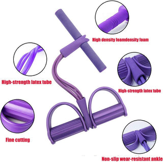 DOUBLEFUN Pedal Resistance 4-Tube Pull Rope with Foot Pedal Abdominal Exerciser Equipment Fitness Equipment for Abdomen, Leg, Arm Stretching Slimming Training