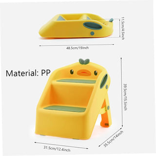 U-HOOME Foldable Toddler Step Stool for Kids Kitchen Bathroom Sink,Toilet Steps Potty Training Stool,Dual Height 11" Kitchen Helper Plastic Poop Stools Ladder with Handles Nursery Foot Stools (Blue)