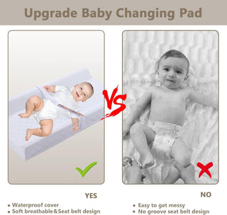 Azulmart Baby Changing Pad Infant Diaper Changing Table Pad Cover Waterproof Contour Dresser Top Mat, Breathable Diaper Pad Travel Non-Slip Change Mat Sheet with Safety Strap Hypoallergenic Washable