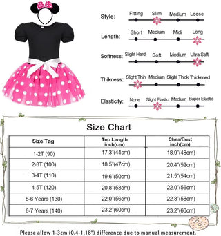 WonderBabe Girl Costume Polka Dots Tulle Tutu Dresses Princess Fancy Dress Up Halloween Birthday Party Dress with Ears Headband