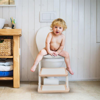 MOON Kids Step Stool Potty Trainer Seat-Safe, Durable - Foldable Potty Training Seat|PU Seat Cushion | Armrests| AntiSlip Pads| SplashProof & Easy to Clean |Fit Most Toilet Seats-Pink and Purple