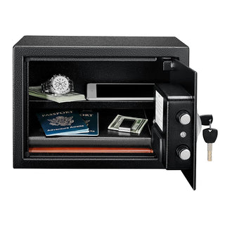 Amazon Basics Steel Security Safe and Lock Box with Electronic Keypad - Secure Cash, Jewelry, ID Documents, 0.5 Cubic Feet, Black, 13.8" W x 9.8" D x 9.8" H