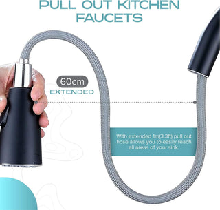 Genr Kitchen Faucet with Pull Down Sprayer, Single Level Stainless Steel Kitchen Sink Faucets, Single Handle High Arc Brushed Nicke (Black)