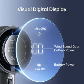 JISULIFE Portable Handheld Fan,Speed(1-100) Adjustable Turbo Mini Fan,5000mAh Battery Rechargeable Personal Fan with Metal Body,Digital Display,For Women Men Travel/Camping/Outdoor-Grey