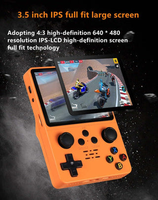 QuantumG - R35S Retro Handheld Game Console with 3.5 Inch IPS HD Display, Linux System, 64GB Inbuilt Games – Compact Pocket Video Game (Black)