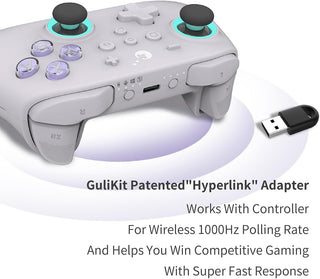 GuliKit KK3 Max Game Controller Hall Effect Joysticks Analog & Digital Triggers Wireless Pro 1000HZ Polling Rate Maglev/HD/Rotory Vibration Compatible with Switch/PC/Android/iOS/Steam Deck (Black)