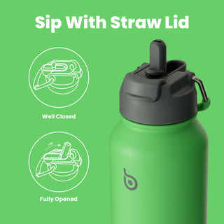 bottlebottle BOTTLE BOTTLE 32oz Insulated Water Bottle Stainless Steel Sport Water Bottle with Straw Dual-use Lid Design for Gym with Pill Box (green)
