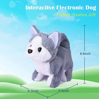 ELECDON Plush Interactive Toy, Electronic Pet, Plush Husky Dog Toy, Interactive Pet Dog, Plush Husky Dog Toy, Can Walking, Barking, Tail Wagging, Stretching, Companion Animal for Kids