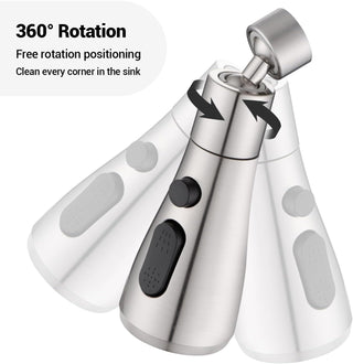 DAYONE Waterfall Kitchen Sink Tap with Pull Out Sprayer, Matte Black Kitchen Faucet Raindance 3 Modes, Modern Stainless Steel 1 Hole Sink Mixer, 360° Swivel & Single Handle, DAY-CR2546