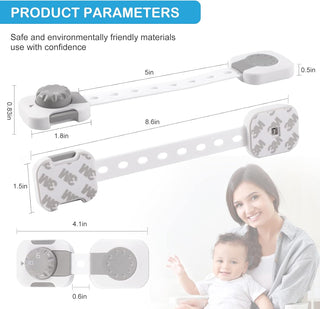 Sky-Touch Baby Safety Lock，Child Safety Locks，Multi-Functional Adjustable Double Button Baby Anti-Clip Latch System For Cabinets, Drawers, Fridge, Closet Doors Etc（Pack Of 6）