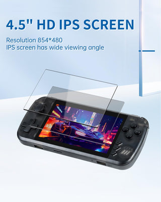 NALACAL Mini Portable Handheld Retro Video Games Consoles for kids 4.5" IPS Screen Rechargeable Hand Held/With 3D joystick /2* USB 2.0/mini hdmi/perspective Black/3.5mm audio port/with 32G TF Card