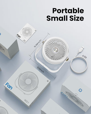 Anspect Desk Fan, 6 Inch Quiet Air Circulator Fan, 4 Speeds with Strong Airflow, 360° Rotate Portable Fan For Bedroom Home Office Desktop Travel (Dark Black)