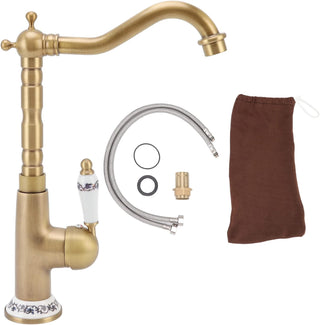 FUIK Brass Kitchen Faucet, Simple Installation Kitchen Faucet All Copper European Antique for Bar for Home (Antique)