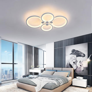Qcyuui Dimmable Modern Ceiling Light, Acrylic LED Round Flush Mount Lighting Fixtures, 56W 4-Lights 56cm Indoor White Ceiling Lamp with Remote for Living Room Kitchen Bedroom Dining Room Office