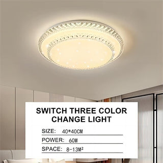 HUA QIANG WANG LED Flush Mount Ceiling Light,60W 3-Color Changeable Ceiling Lamp,Round Modern Ceiling Lighting Fixture for Living Room Dining Room Bedroom Kitchen Island(40cm)