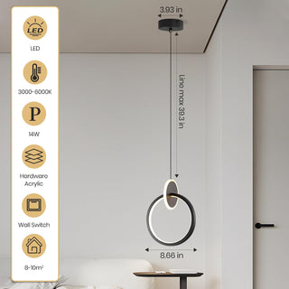 YT YATAI LIGHTING Modern LED Pendant Light for Bedroom and Living Room, Small Single Mini Bedside Pendant Stylish Adjustable Height and 3 Color Temperature