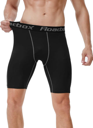Roadbox Compression Shorts for Men 3 Pack Cool Dry Athletic Workout Underwear Running Gym Spandex Baselayer Boxer Briefs