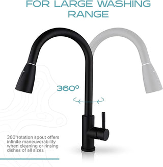 Genr Kitchen Faucet with Pull Down Sprayer, Single Level Stainless Steel Kitchen Sink Faucets, Single Handle High Arc Brushed Nicke (Black)