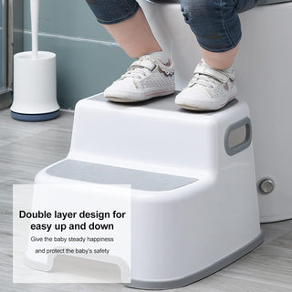 DAYONG 2 Step Stool for Kids，Anti-Slip Sturdy Toddler Two Step Stool with Handles，Kids Step Stool for Potty Training, Bathroom Toilet and Kitchen Step Stool