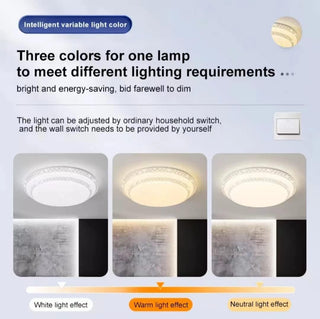 HUA QIANG WANG LED Flush Mount Ceiling Light,60W 3-Color Changeable Ceiling Lamp,Round Modern Ceiling Lighting Fixture for Living Room Dining Room Bedroom Kitchen Island(40cm)