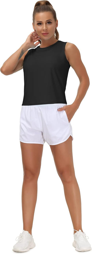 THE GYM PEOPLE Ice Silk Workout Tops for Women Quick Dry Muscle Gym Running Shirts Sleeveles