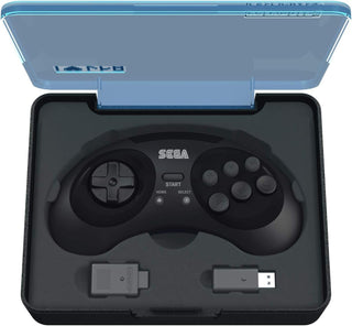 Retro-Bit Sega Genesis 2.4 Ghz Wireless Controller for Sega Genesis Original/Mini, Switch, PC, Mac - Includes Controller, 2 Receivers & Storage Case (Black)