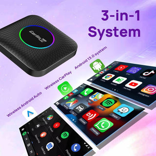 CarlinKit Android 13 CarPlay AI BOX LED/8GB+128GB/Wireless CarPlay and Android Car adapter/Watch Netflix, YouTube, Qualcomm SM 6225/Google Play Store/OTA Update