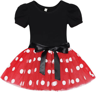 WonderBabe Girl Costume Polka Dots Tulle Tutu Dresses Princess Fancy Dress Up Halloween Birthday Party Dress with Ears Headband