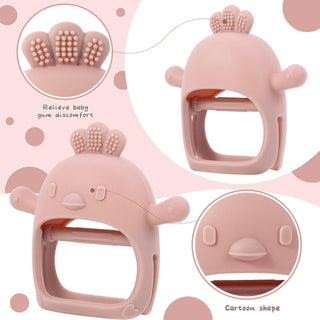 AoiSouk Baby Teether, Silicone Teething Toys for Babies 0-6 Months, Baby Chew Toys for Sucking Needs, Teething Pacifier, BPA Free Anti-Drop Silicone(Dark Pink&Rose Pink&Beige)