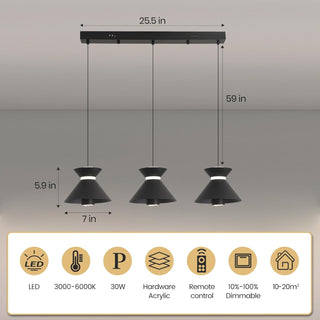 YT YATAI LIGHTING Modern Black LED Pendant Light, Minimalist Small Single Mini Pendant Light for Kitchen Island, Bedroom, Bedside, Adjustable 3 Color Light