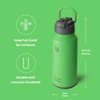 bottlebottle BOTTLE BOTTLE 32oz Insulated Water Bottle Stainless Steel Sport Water Bottle with Straw Dual-use Lid Design for Gym with Pill Box (green)